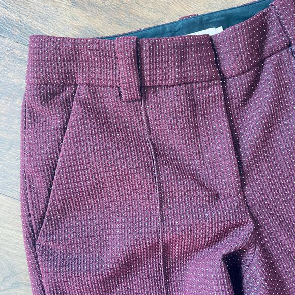 ALC Micro Dot Trousers 2 Pants Burgundy Red Maroon Academia Career A.L.C. Prep - Picture 5 of 6